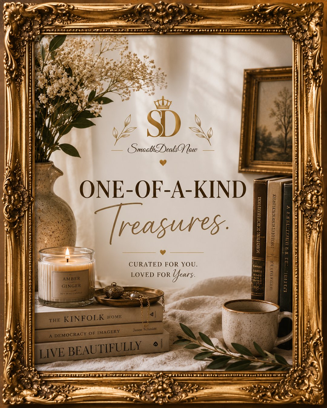Branded editorial social media graphic with gold crown logo designed by SmoothDeals.com Creative Studio